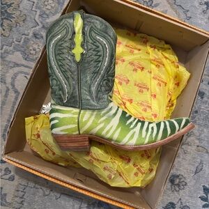 Limited Edition Green Zebra Western Boots with Original Box